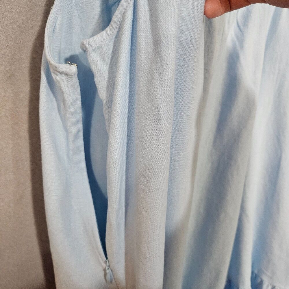 NWT J.Crew Linen Summer Dress Loose Fit Tiered Babydoll Mid Thigh Powder Blue - Picture 7 of 12